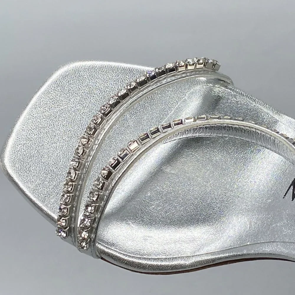 Stuart Weitzman Embellished Metallic Leather Sandals size 6